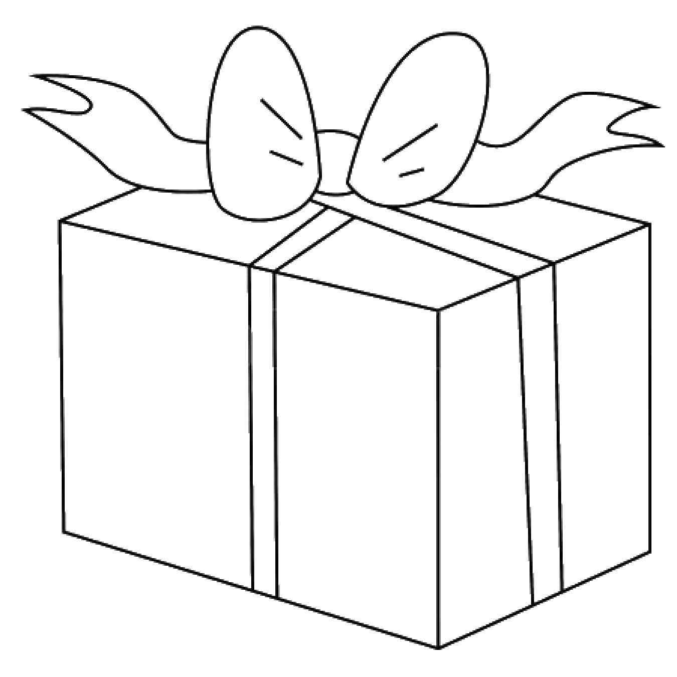 Simple Gift Box With Bow Coloring Page