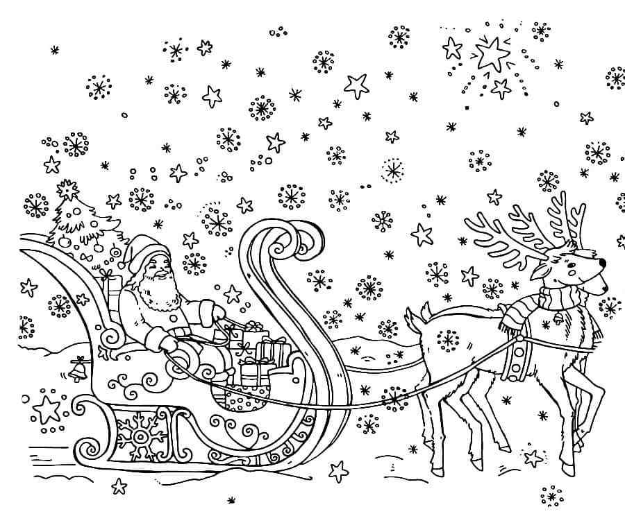 Snowfall Envelops The Christmas Team Coloring Page