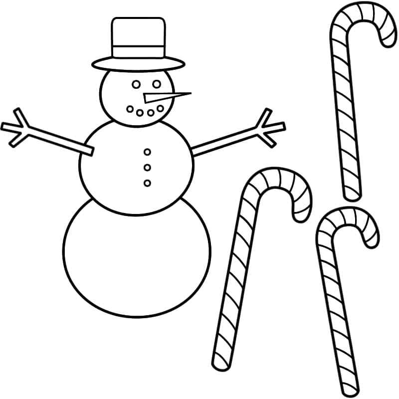 Snowman And Caramels Coloring Page