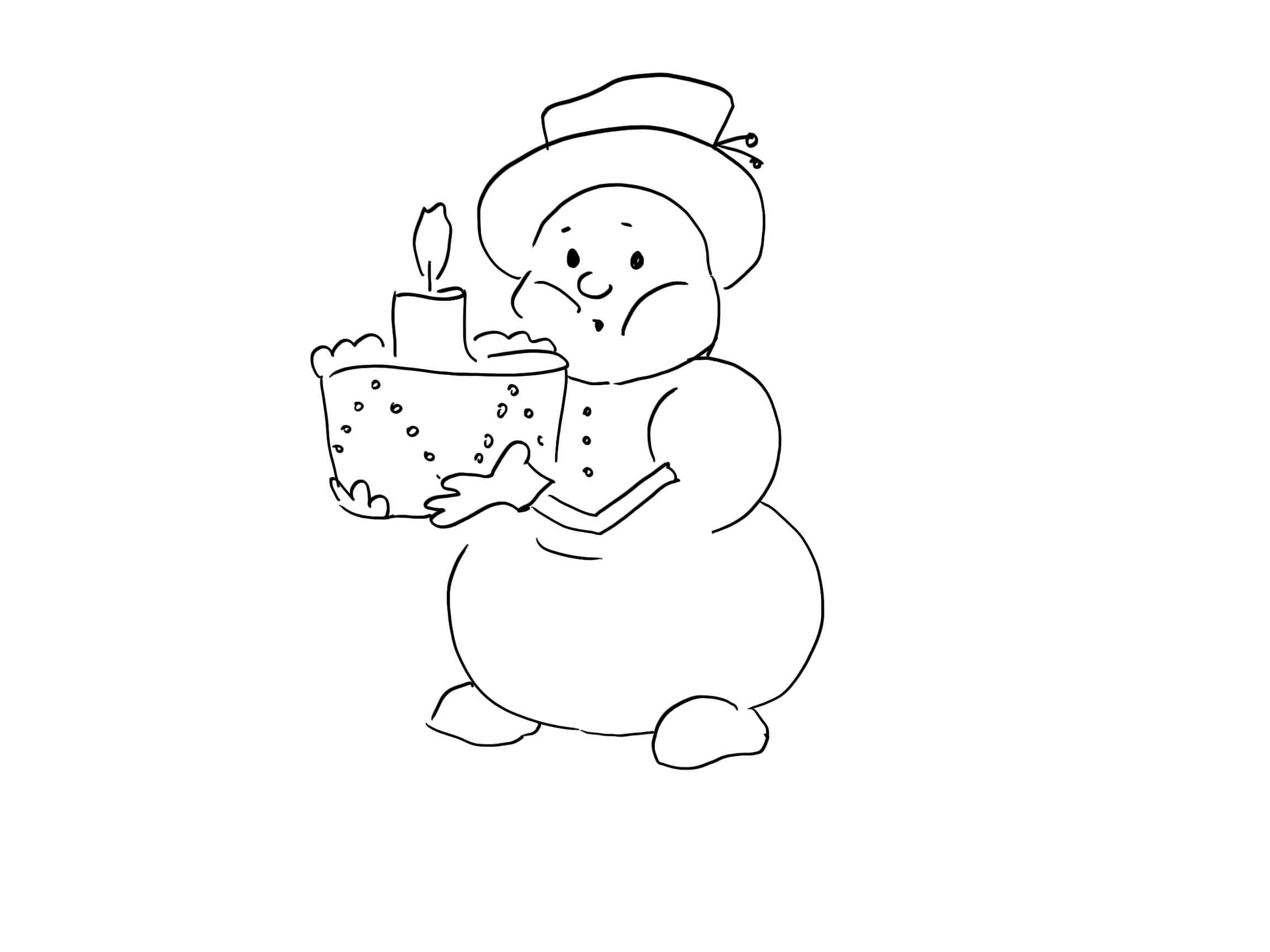 Snowman Looking Forward To Christmas Coloring Page
