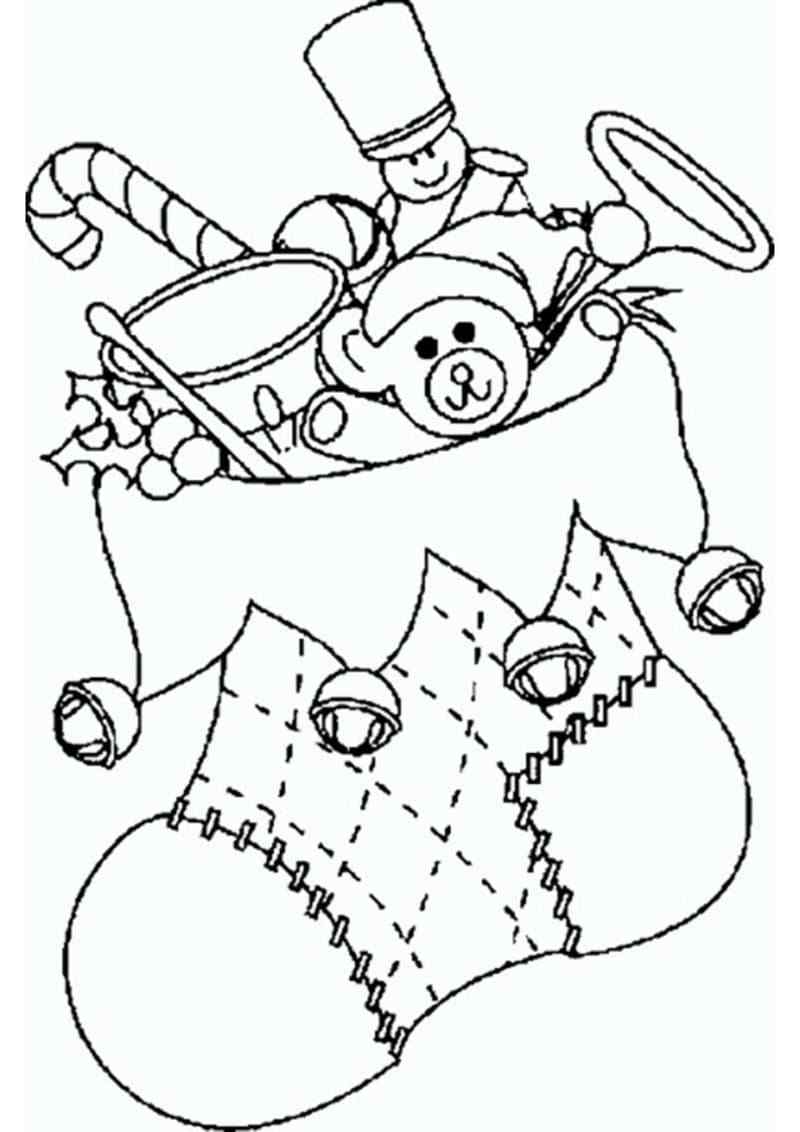 Sock With Bells Full Of Gifts Coloring Page