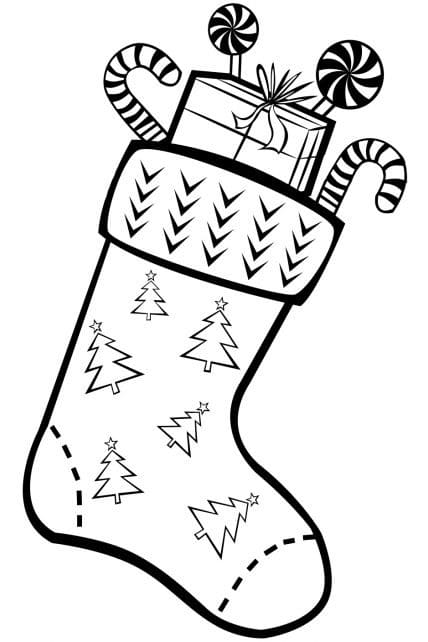 Some Candies Christmas Stockings Coloring Page