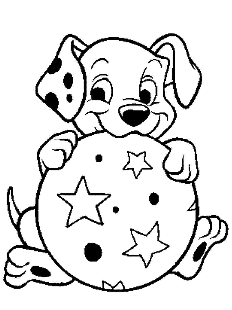 Puppy With Christmas Tree Decoration Coloring Page