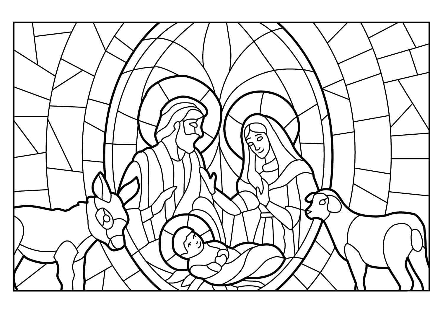 Stained Glass Window Of The Nativity Scene