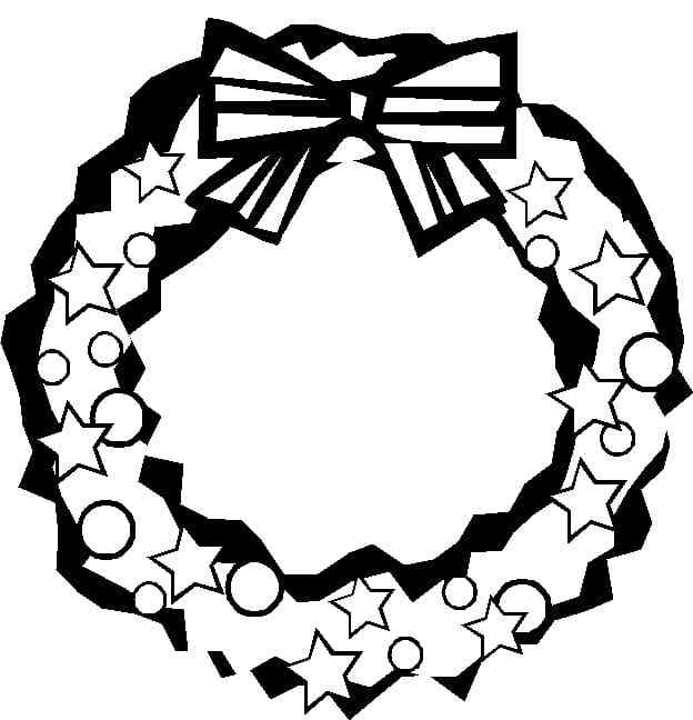 Starry Christmas Wreath Coloring Page