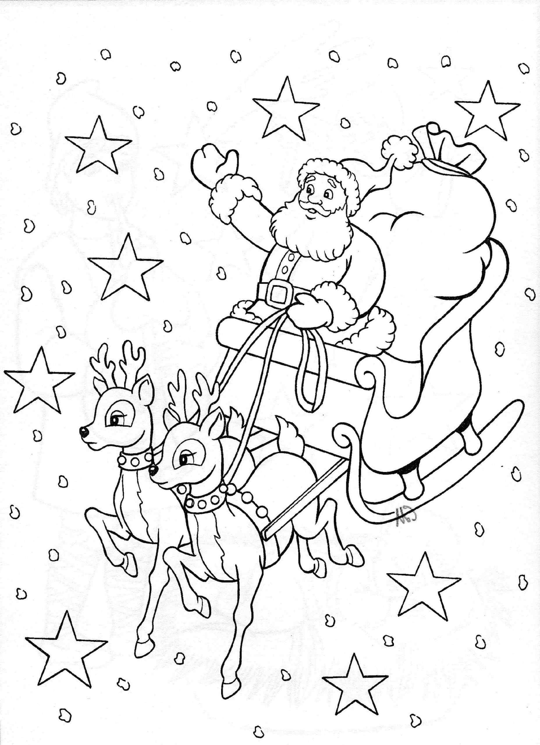 Stars Envelop Santa’s Christmas Carriage Coloring Page