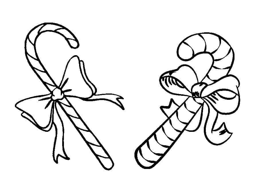 Striped Candy Canes Coloring Page