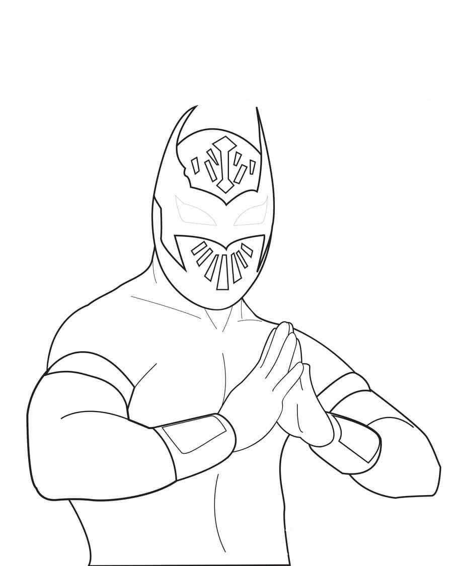 Strong Wrestler In Batman Mask Coloring Page