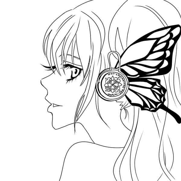 Stylish Butterfly Head Microphone Coloring Page