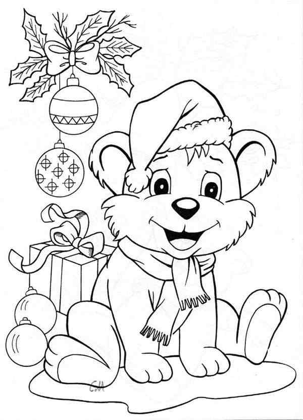 Surprise In A Christmas Hat Coloring Page
