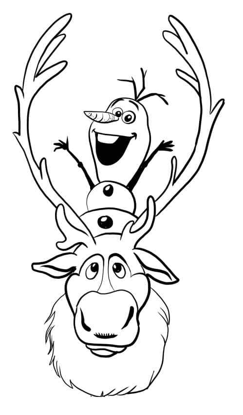 Sven And Olaf In Christmas Coloring Page