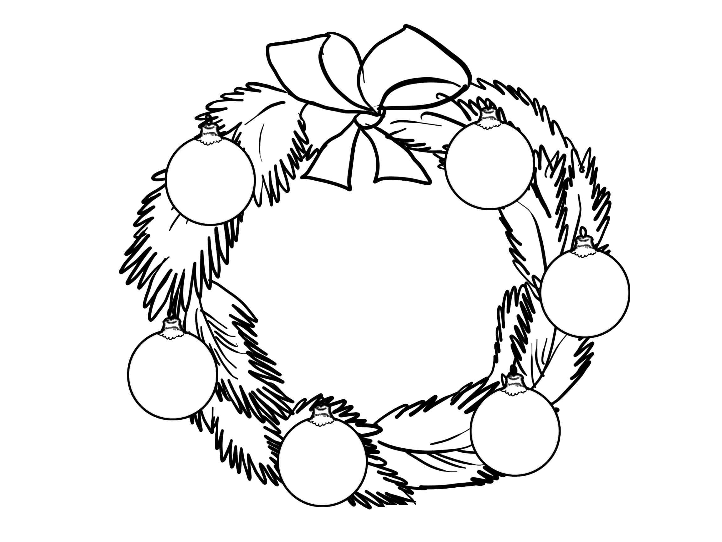 New Christmas Wreath Is Decorated Coloring Page