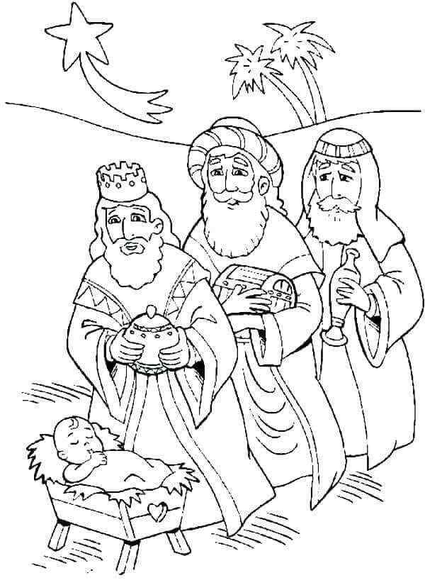 The Magi Came With Gifts To Jesus Coloring Page