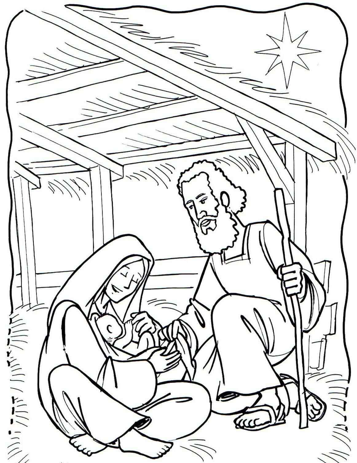 The Savior Of The World is Born In The Haystacks Coloring Page