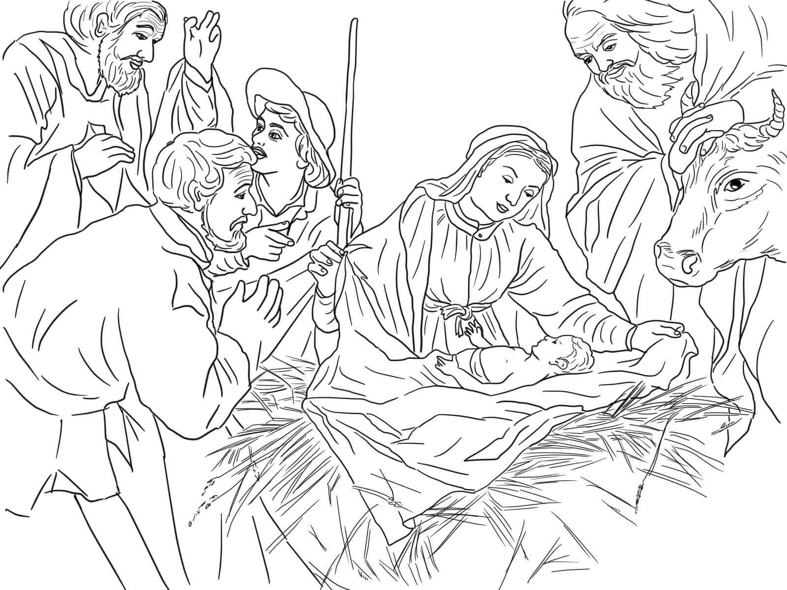 The Ancient Priests Admire The Birth Of Jesus Coloring Page