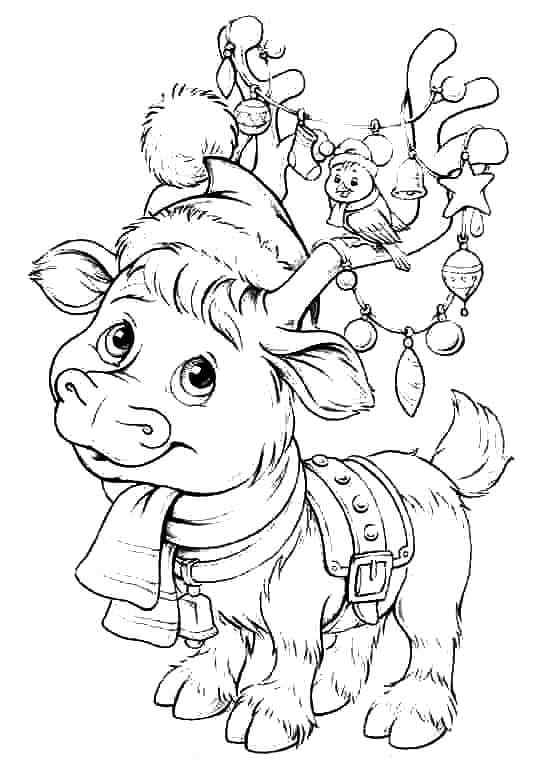 Garland On The Fawn’s Horns Coloring Page