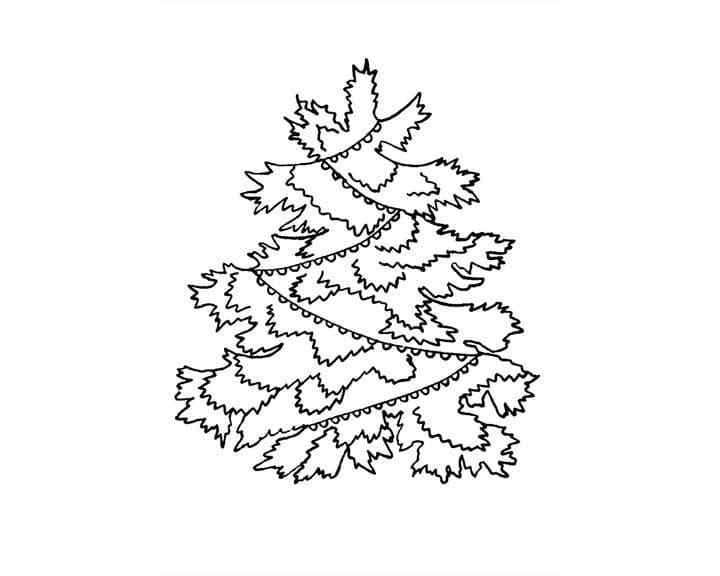 Decorated With A Garland Coloring Page