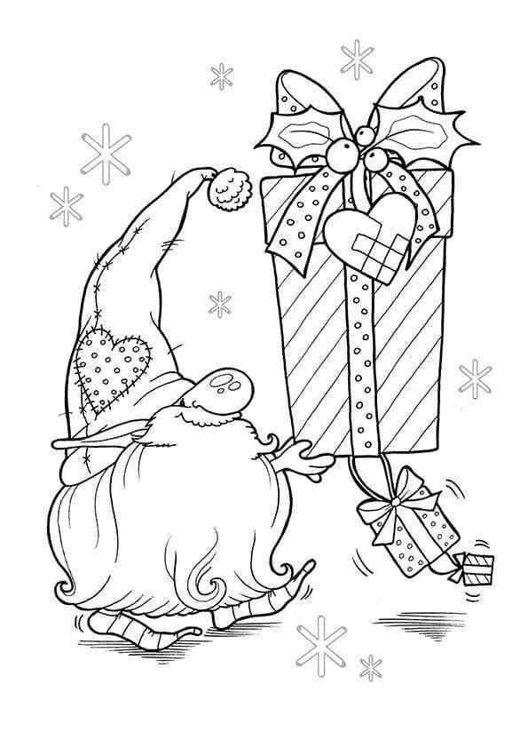 Gift Is Bigger Than A Tiny Gnome Coloring Page