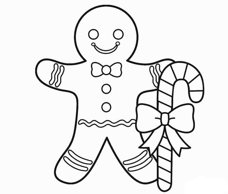 Holding A Christmas Cane Coloring Page