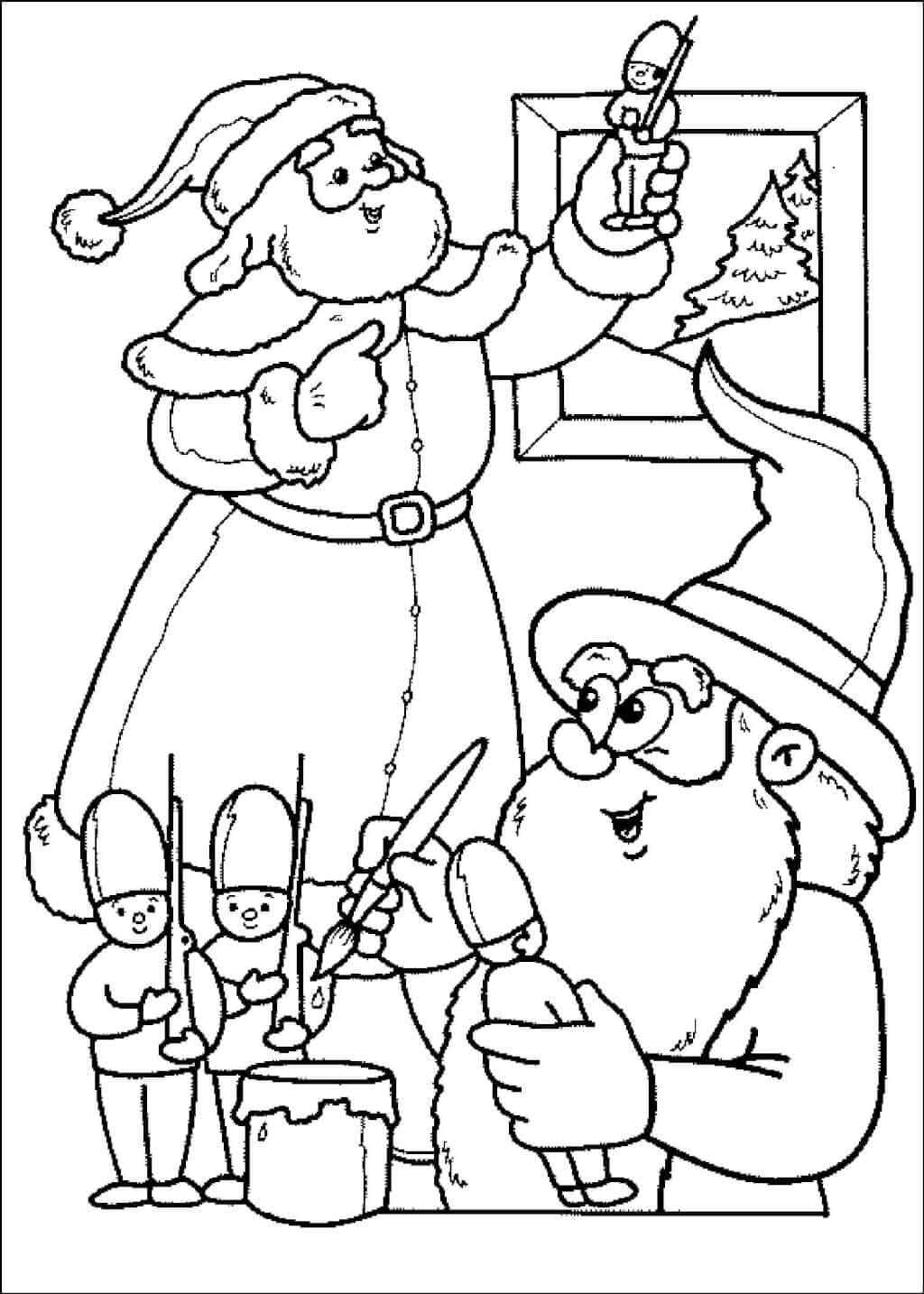 The Gnome Helps Santa To Paint Coloring Page