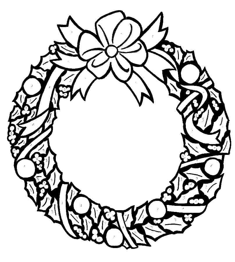 Christmas Decorations With Wreath Coloring Page
