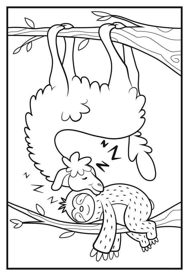 The Sloth Sweetly Coloring Page