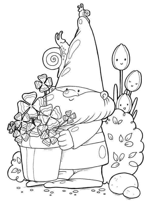 Magical Little Man Was Gathering Flowers Coloring Page