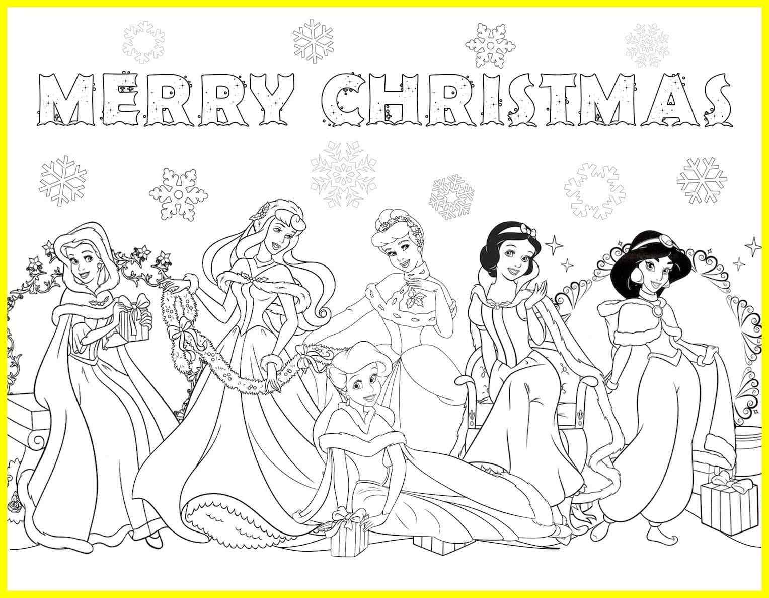 Disney princesses In Christmas Coloring Page