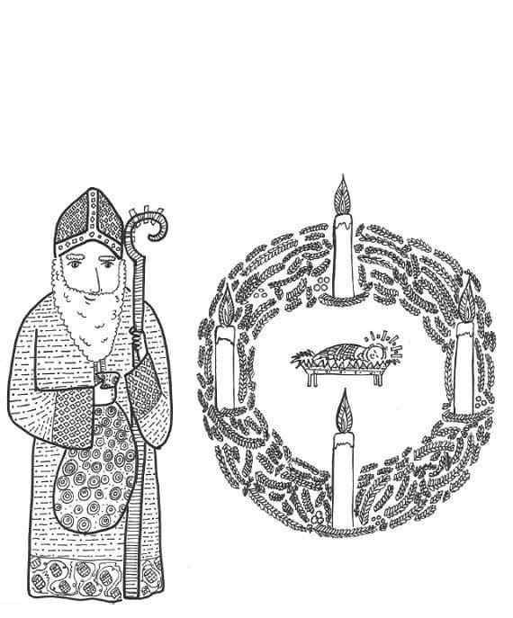 The Nativity Of Christ Advent Coloring Page