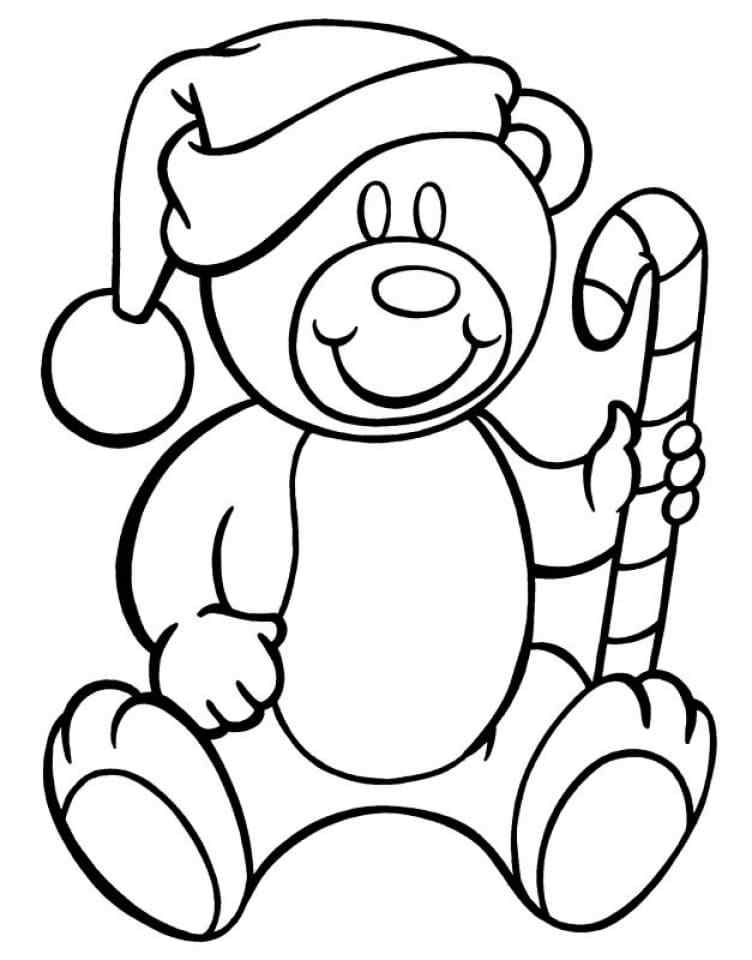 The Teddy Bear Is Ready For Christmas Coloring Page