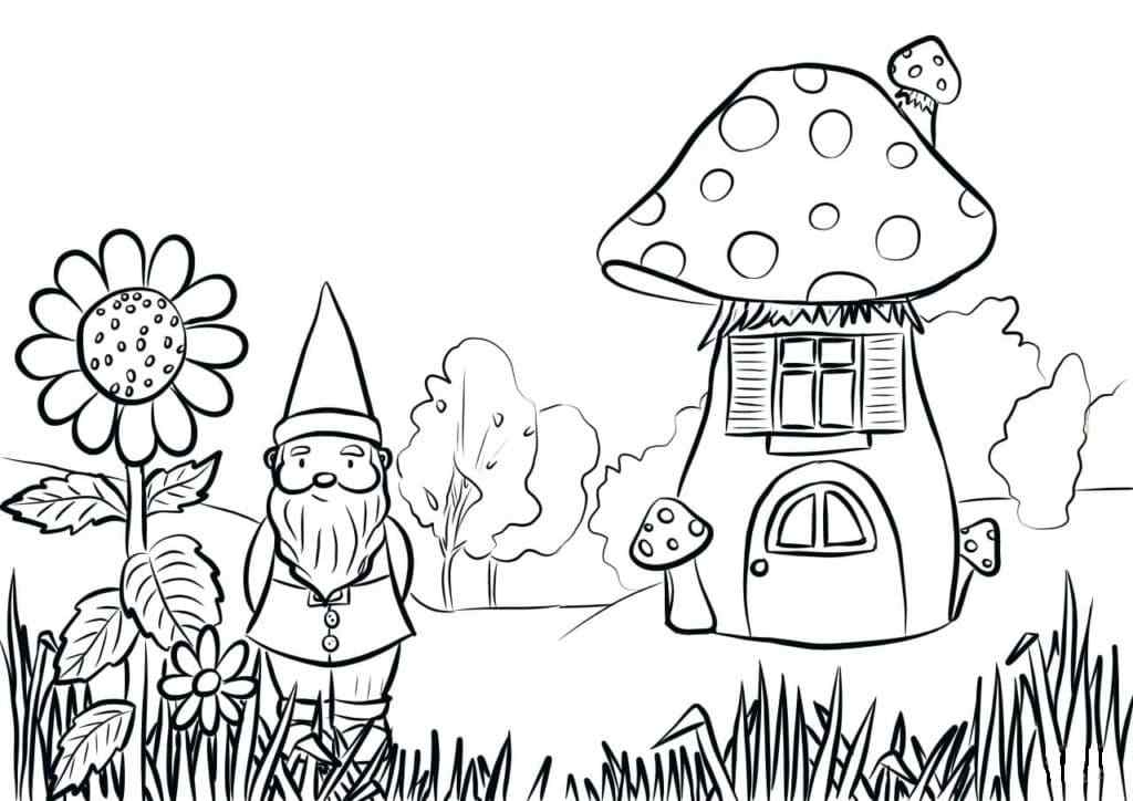 The Tiny Gnome Is Showing Coloring Page