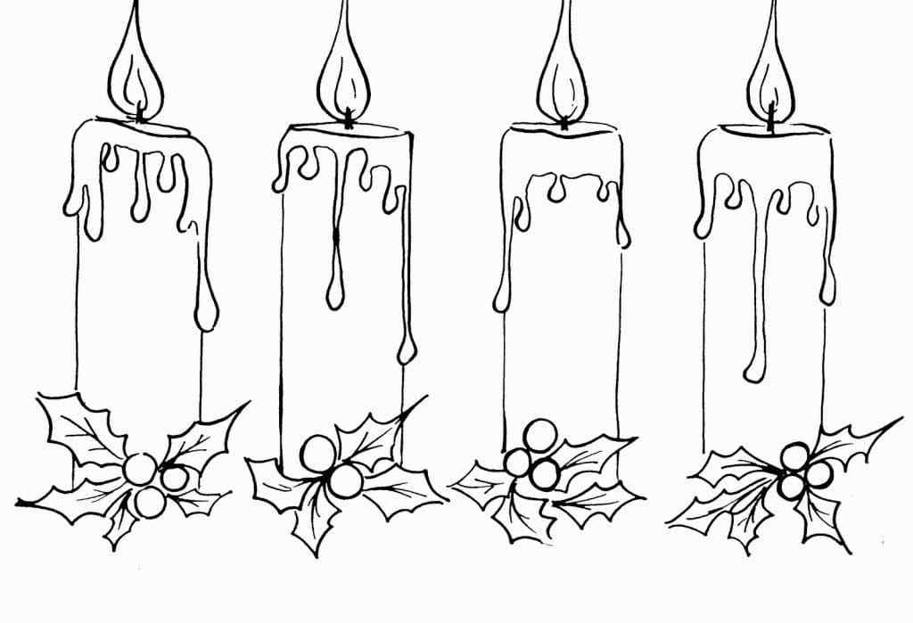 The Wax Flows Down From The Lit Candles Coloring Page