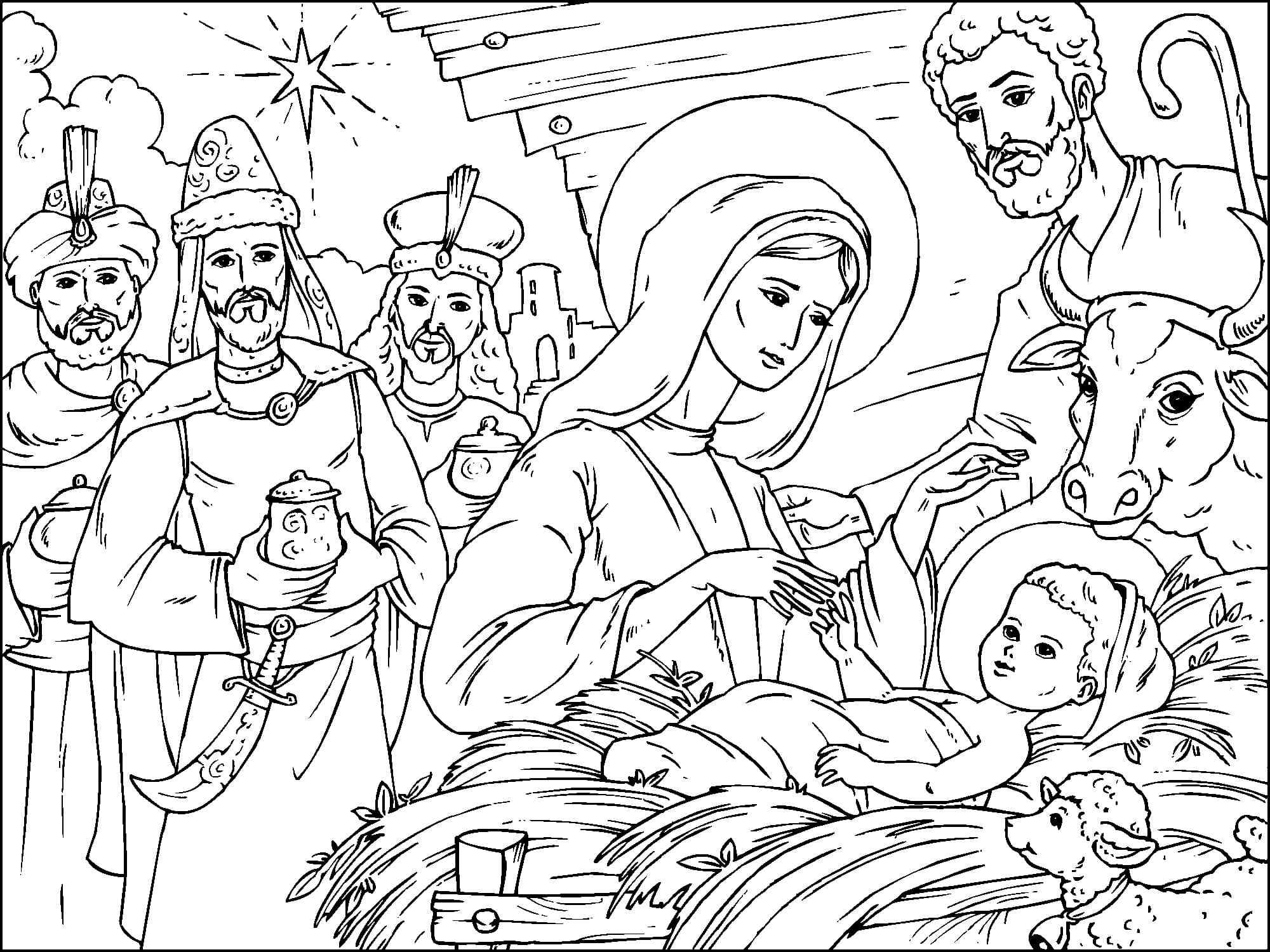 The Wise Men Came With Gifts To Bow Over God Coloring Page