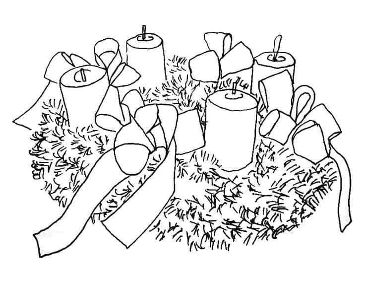 Candles Hidden In The Tree Branches Coloring Page