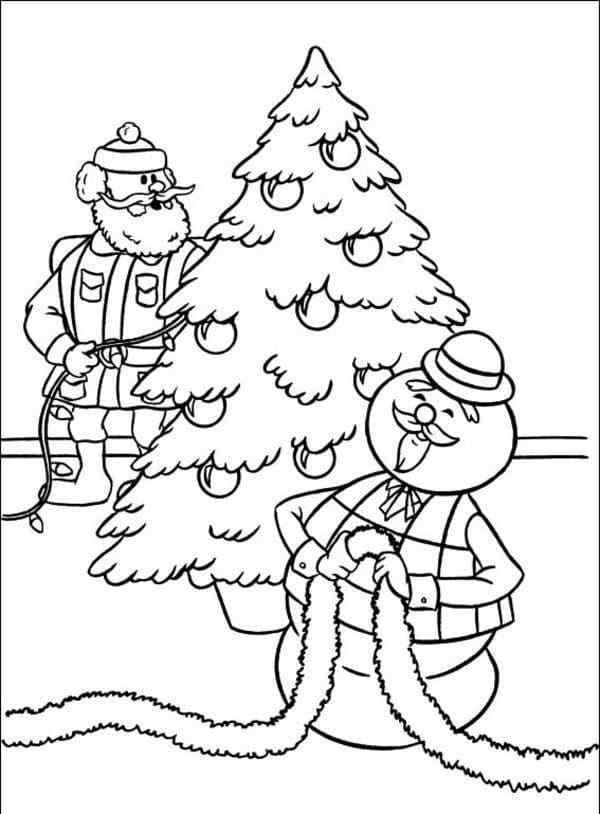 Reindeer And Santa For Kids Coloring Page