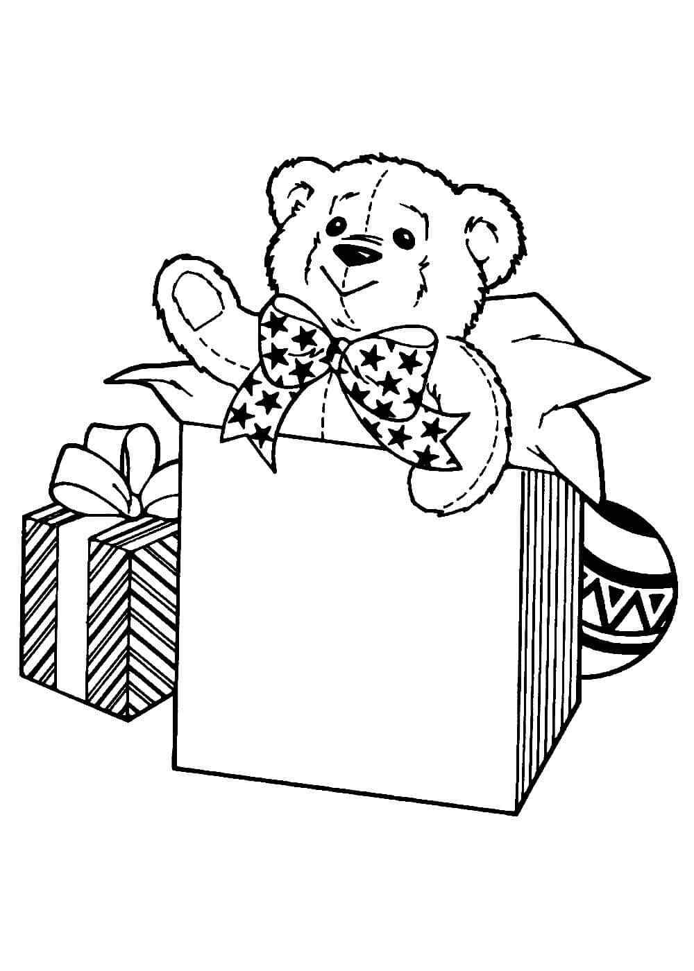 Toy Bear As A Gift Coloring Page