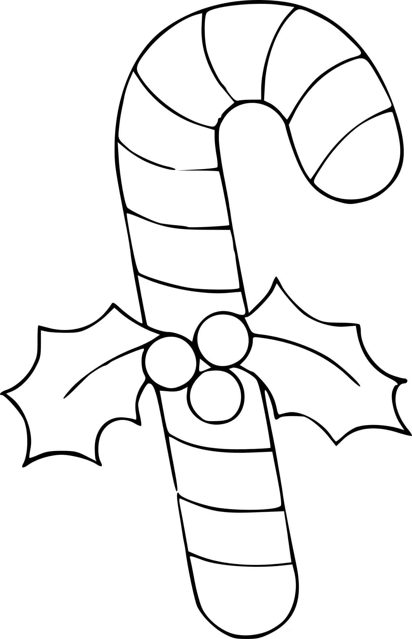 Traditional Red And White Walking Stick Coloring Page