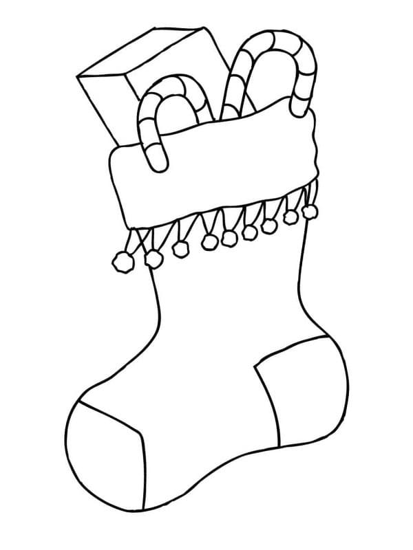 Two Candies In Christmas Stockings Coloring Page