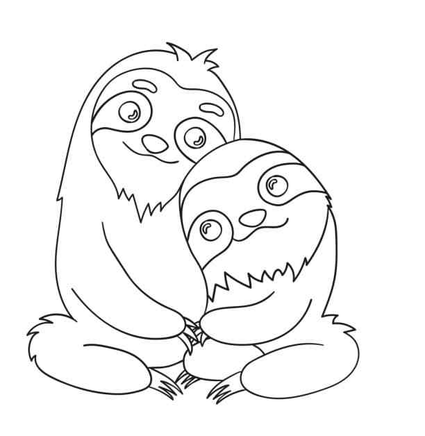 Two Cutest Sloths Coloring Page