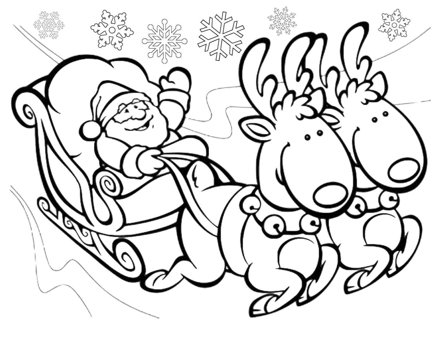 Reindeer And Santa Coloring Pages   Coloring Cool