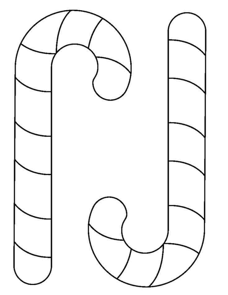 Two Sweet Canes For Christmas Coloring Page