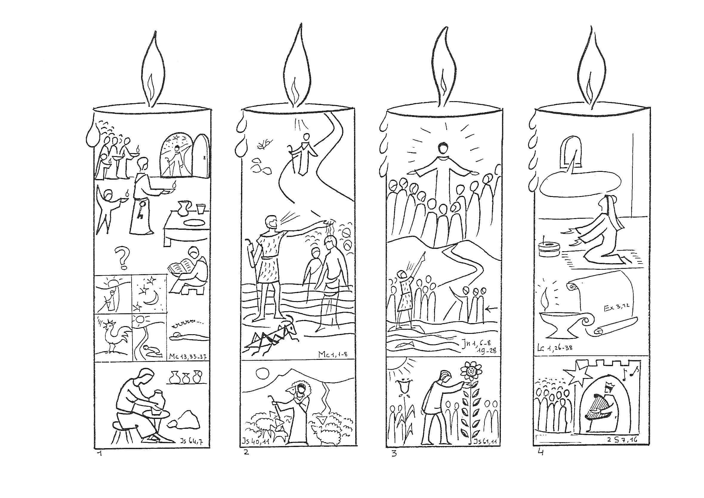 Unusual Advent-Themed Candles Coloring Page