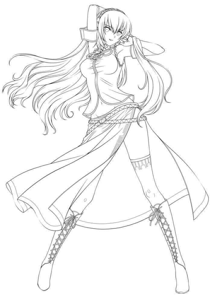 Updated vocaloid Megurine Luca Coloring Page