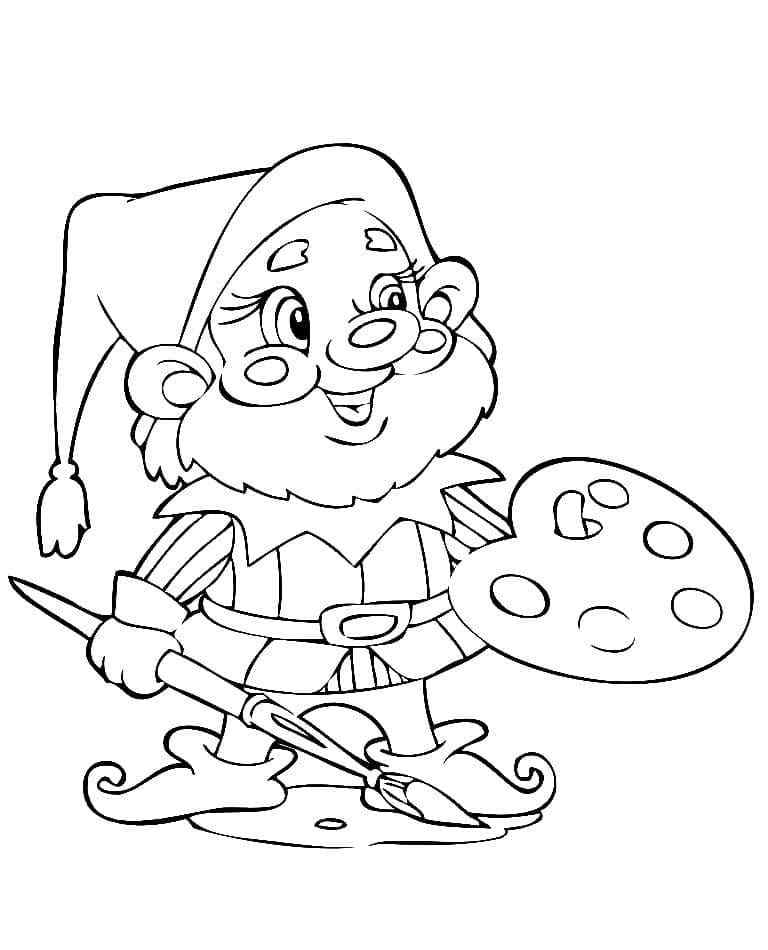 A Christmas Gnome Coloring Page