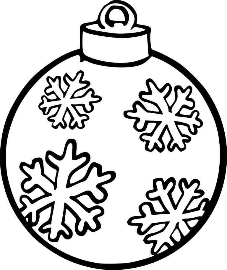 White Snowflakes On A Red Ball Coloring Page