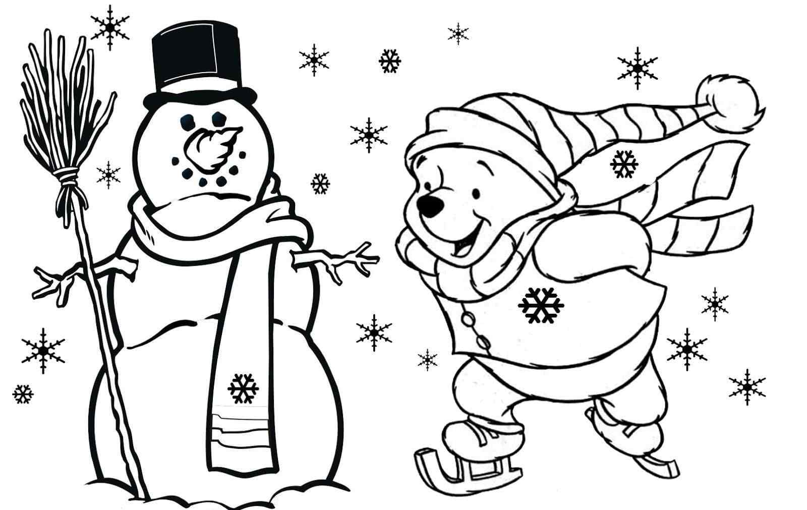 Winnie The Pooh’s Winter Fun For Christmas Coloring Page