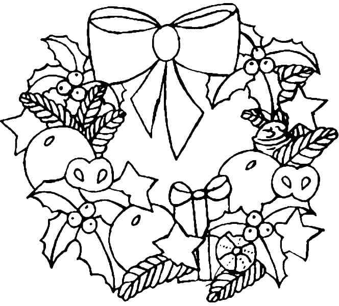Sweets In The Christmas Wreath Coloring Page
