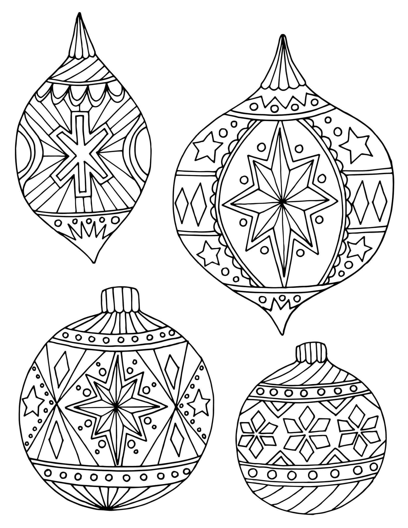 Christmas Decoration With Ornaments Coloring Page