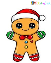 How To Draw A Gingerbread Man – Six Simple Steps Guide Coloring Page