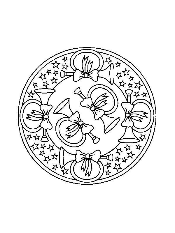 New Some Bells In Christmas Mandala Coloring Page